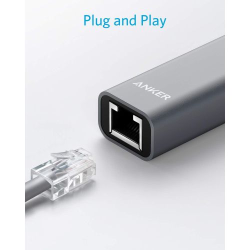 앤커 Anker USB C to Ethernet Adapter, Portable 1-Gigabit Network Hub, 10/100/1000 Mbps, for MacBook Pro, iPad Pro 2019/2018, ChromeBook, XPS, Galaxy S9/S8, and More