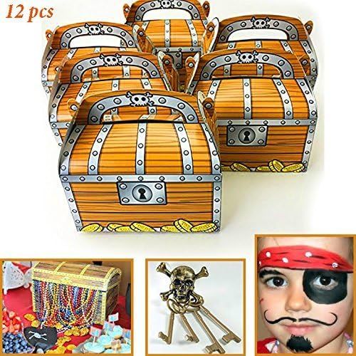  Adorox 24 Pack Pirate Treasure Chest Decoration Party Favor Goodie Candy Box Grab Bag