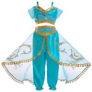LSLRAD Arabian Princess Aladdin Dress up Costume Girls Sequined Jasmine Cosplay Kids Halloween