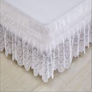 FREAHAP YURASIKU Princess Lace Ruffles Without Bed Surface Elastic Band Bed Skirt 37cm Height Bed Apron for Twin Full Queen King Size
