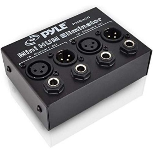  Pyle Compact Mini Hum Eliminator Box - 2 Channel Passive Ground Loop Isolator, Noise Filter, AC Buzz Destroyer, Hum Killer w/ 1/4 TRS Phone, XLR Input/Output, Uses 1:1 Isolation Transfo
