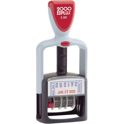  Cosco 2000 PLUS Self-Inking, Two-Color Date and RECEIVED Stamp, 1-3/4 x 1-1/8 impression, Red and Blue Ink (011034)