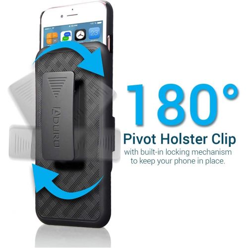  [아마존베스트]Aduro Holster Case for iPhone 8 Plus/iPhone 7 Plus (5.5) Combo Shell & Holster Slim Shell Case with Built-in Kickstand + Swivel Belt Clip Holster for Apple iPhone 8 Plus and iPhone