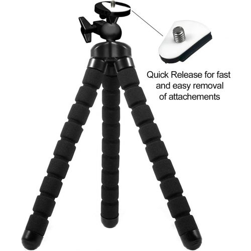  Acuvar 10” inch Flexible Tripod with Quick Release + Universal Mount for All Smartphones + Mount for GoPro Cameras + an eCostConnection Microfiber Cloth