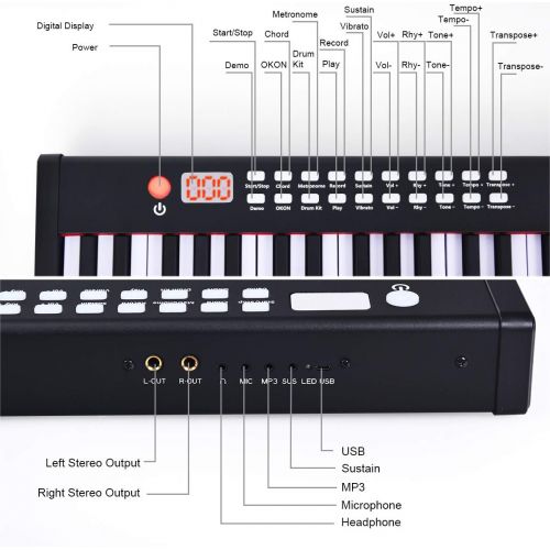  [아마존베스트]Costzon BX-II 88-Key Portable Touch Sensitive Digital Piano, Upgraded Electric Keyboard with MIDI/USB Keyboard, Bluetooth, Dynamics Adjustment, Sustain Pedal, Power Supply, and Bla