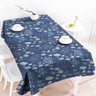 Familytaste familytaste Blue,Table Cloth for Outdoor Picnic Big Set of Watercolor Floral Elements Herbs and Leaves Pastel Botanical 60x 90 Table Flag Home Decoration