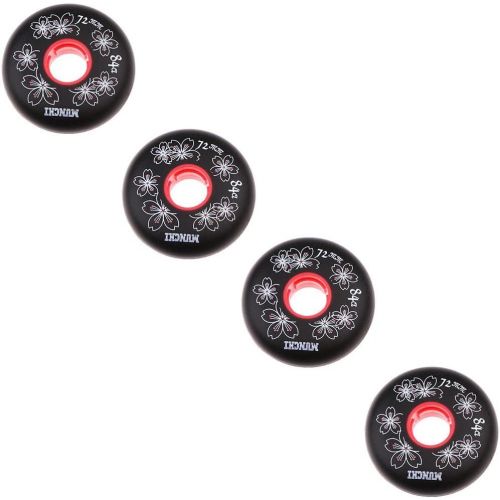  MonkeyJack 4Pcs Inline Skate Wheels, 84A Inline Roller Hockey Fitness Skate Replacement Wheels - 72mm/76mm/80mm - Black, 72mm
