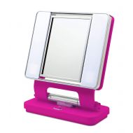 OttLite Makeup Mirror | 26 Watt Dual Sided Mirror | 5x and 1x Magnification | Great for Home, Dorm, Vanity (Pink)