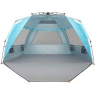 Easthills Outdoors Instant Shader Enhanced (Prints) Deluxe XL Beach Tent 4-6 Person Pop Up Sun Shelter 99 Wide for Family UPF 50+ Double Silver Coated with Extended Zippered Porch