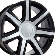 OE Wheels LLC OE Wheels 22 Inch Fit Chevy Silverado Tahoe GMC Sierra Yukon Cadillac Escalade CA87 Black w/Chrome 22x9 Rims SET