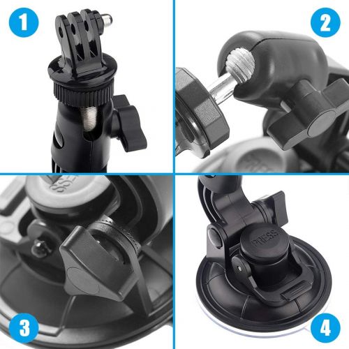  AxPower Car Suction Cup Mount for GoPro Hero 4 5 6 7 8 Black/Session, AKASO/Campark/YI Action Camera