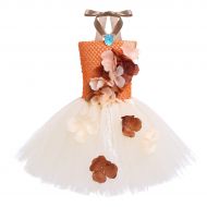 Agoky Kids Girls Adjustable Halter Tie 3D Flowers Princess Tutu Dress Halloween Cosplay Costume