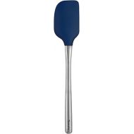 Tovolo Flex-Core Stainless Steel Handled Spatula Heat-Resistant & BPA-Free Silicone Turner Head, Cast Iron & Non-Stick Cookware, Dishwasher-Safe, Deep Indigo
