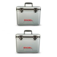 Engel 13 Quart Fishing Dry Box Cooler with Shoulder Strap, Silver (2 Pack)