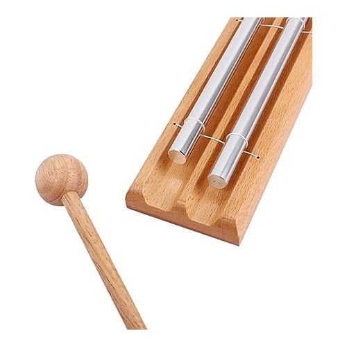  TOYANDONA Chimes for Outdoors Windchimes Outdoors Reminder Bell with Mallet Two Tone Chime Yoga Accessories Musical Instrument Meditation Chime Music Accessories Violin Wooden Frame Bamboo