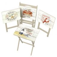Cape Craftsmen Cape Craftsman Nautical TV Trays with Stand, Set of 4