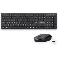 [아마존베스트]Perixx PERIDUO-717 Wireless Standard Keyboard and Mouse Combo-Set with Big Print Letter, Black, US English Layout