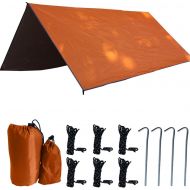 TAHUAON Camping Tent Tarps Waterproof Rain Tarp Gear Versatile Shelter for Beach Hiking Backpacking Hammock Outdoor (Orange)