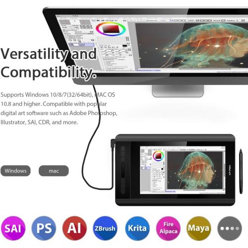  [아마존베스트]XP-PEN Artist 12 Graphics Tablet 11.6 Inch Pen Display HD 1920 x 1080 Battery-Free Pen with Eraser Remote Learning Home Office