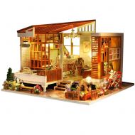 Briskreen DIY Dollhouse kit Miniature with Furniture，Wooden Dollhouse with Led Ligh， Creative Room Perfect DIY Gift for Friends,Lovers and Families Without Dustproof Cover