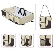 Chuangrong Baby 3 in 1 Practical Portable Mummy Bag Diaper Bag Large Capacity Travel Bassinet Cot Bed and Change Station (Color : Beige)