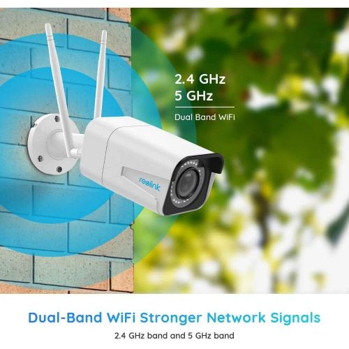 [아마존베스트]Security Camera Outdoor Wireless, Reolink 5MP HD Plug-in WiFi Outdoor Cameras for Home Security, 4X Optical Zoom, 2.4/5Ghz WiFi, Motion Detection, Night Vision, Work with Google As