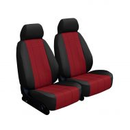 Shear Comfort Front Seats: ShearComfort Custom Imitation Leather Seat Covers for Dodge Ram Pickup 1500 (2013-2018) in Black w/Red for Sport Buckets w/Adjustable Headrests (Laramie, Sport, Rebel,
