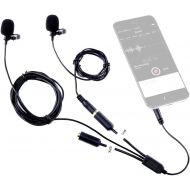 [아마존베스트]Movo Professional Lavalier Lapel Clip-on Interview Podcast Microphone with Secondary Mic and Headphone Monitoring Input for iPhone, iPad, Samsung, Android Smartphones, Tablets - Po