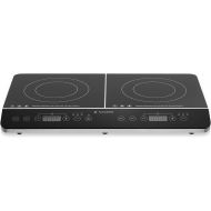 Navaris Double Induction Cooktop - Portable Dual Countertop Electric Stove Burner Cook-Top Hot Plate with 2 Hobs for Cooking - 24 x 14 x 3 Inches