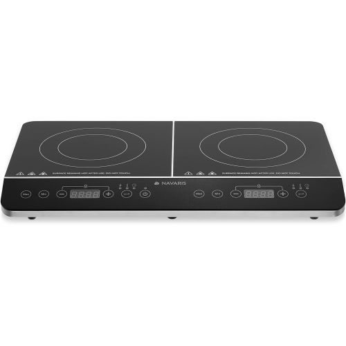  Navaris Double Induction Cooktop - Portable Dual Countertop Electric Stove Burner Cook-Top Hot Plate with 2 Hobs for Cooking - 24 x 14 x 3 Inches