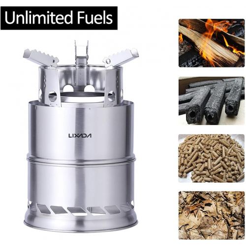  Lixada Camping Stove, Stainless Steel Outdoor Cooking Wood Burning Stove (Style3)