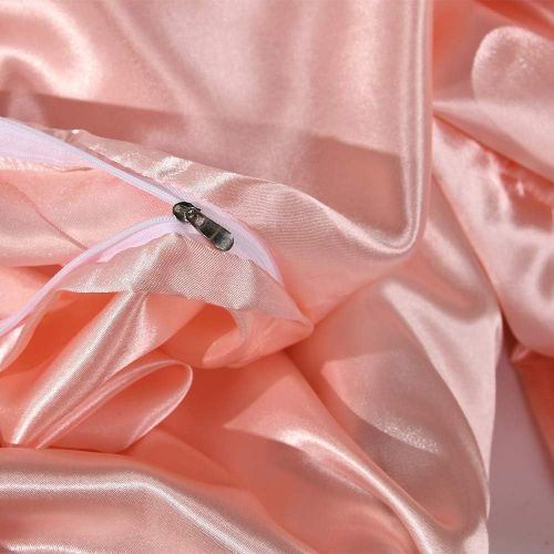  [아마존베스트]Bedding_Dreamer Black Bedding Silk Like Satin Duvet Cover Set Solid Color Silky Microfiber Quilt Cover Set Twin (66x90) 1 Duvet Cover 1 Pillowcase (Black, Twin)