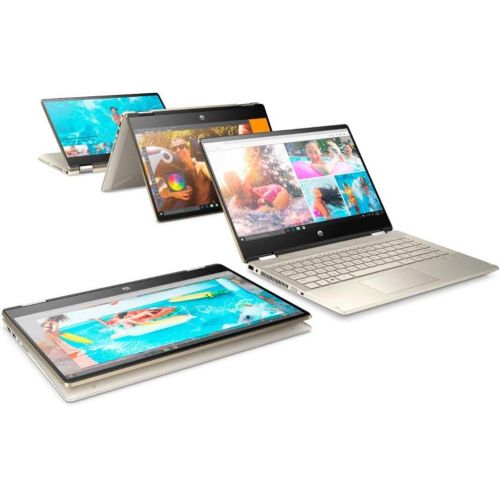 에이치피 2020 HP Pavilion x360 2-in-1 Laptop Computer/ 14 Full HD Touchscreen/ 10th Gen Intel Core i5-10210U Up to 4.1GHz/ 24GB DDR4 Memory/ 256GB PCIe SSD/ AC WiFi/ HDMI/ Gold/ Windows 10