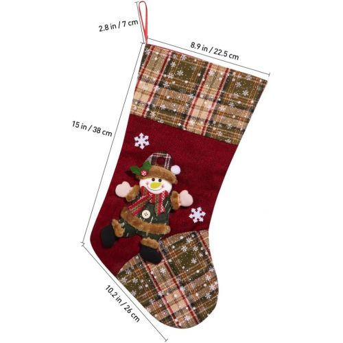  Toyvian 3Pcs Christmas Stockings, Xmas Stockings with 3D Cartoon Santa, Snowman, Elk Pattern Xmas Socks Goodie Gift Storage Stocking Christmas Tree Fireplace Hanging Decor for Holi