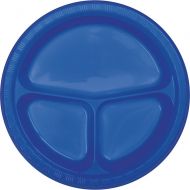 Creative Converting 319032 Touch of Color 200 Count Divided Compartment Plastic Banquet Plates, Cobalt Blue