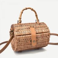 YUANLIFANG Original Bamboo Small Round Crossbody Bags Rattan Straw Retro Simple Handbag Shoulder Bag