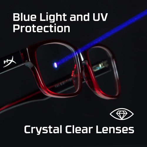  HyperX Spectre React - Gaming Eyewear, Blue Light Blocking Glasses, UV Protection, Ultem Frame, Crystal Clear Lenses, Microfiber Bag, Hard Case ? Medium/Large w/Polarized Clip Crys