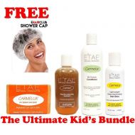 ETAE Natural Products Etae Ultimate Kids Bundle, Kids Shampoo, Carmel Treatment, Conditioner, Hair Gloss (4 items) w/ eHairClub Shower Cap