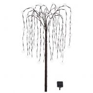 Collections Etc. LED Solar Willow Tree, Outdoor Solar Tree with Colorful Solar-Powered Lights with Adjustable Branches, White Lights
