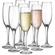 [아마존베스트]KooK Premium Clear Glass Champagne Flutes, Thin Stem, 7 ounce, 8 pack