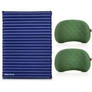 Hikenture Double Sleeping Pad with 2 Camping Pillows, Camping Mattress 2 Person Backpacking Pillow for Sleeping Mat Pad Hiking Pillow for Tent, Hammock,Outdoor,Glamping