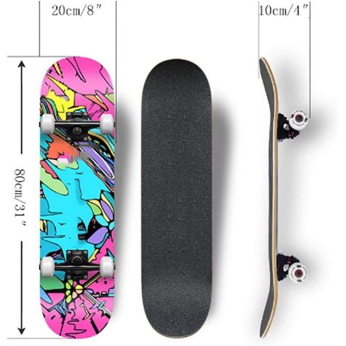  JH Four-Wheeled Skateboard 31 Inches/80cm for Beginners, Children and Above Adults, Professional Street Style (Black Knight) Double Tilt Scooter