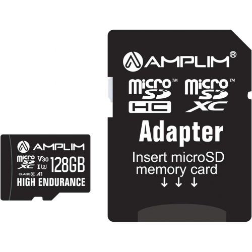 Amplim 128GB Micro SD Card, MicroSD Memory Plus Adapter, Extreme High Speed MicroSDXC SDXC U3 Class 10 V30 UHS-I TF Nintendo-Switch, Go Pro Hero, Surface, Phone Galaxy, Camera Secu