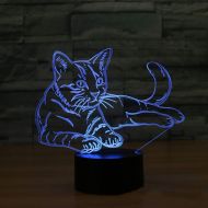 KKXXYD Cat 3D Night Light Animal Changeable Mood Lamp Led 7 Colors USB 3D Illusion Table Lamp for Home Decorative As Kids Toy Gift