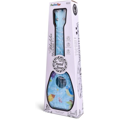  [아마존베스트]FUN LITTLE TOYS 17 Inch Ukulele for Kids, Musical Instruments for Kids with Strap, Picks and Tutorial, Learning Educational Toys for Boys and Girls (Blue)