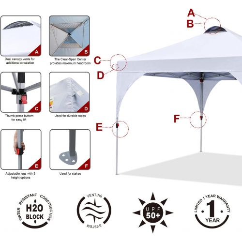  ABCCANOPY Outdoor Pop up Canopy Tent Camping Sun Shelter-Series, White