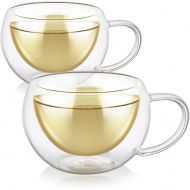 [아마존베스트]Teabloom Modern Classic Insulated Cups  6 oz / 200 ml  Set of 2 Double Walled Glass Cups for Tea or Coffee