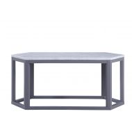 Major-Q 40 W Contemporary Style Cream Marble Top Gray Finish Hexagon Shape Living Room Coffee Table, 9082450