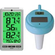Ambient Weather WS-25 Wireless 8 Channel Floating Pool and Spa Thermometer with Indoor Temperature and Humidity