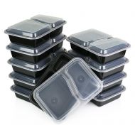 Prime Containers 6-pack 2 Compartment Microwavable Food Container with Lid Divided Plate, Bento Box, Lunch Tray with Cover and Microwave Safe